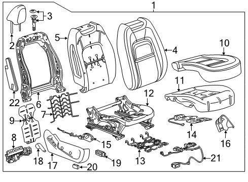 2021 Chevy Colorado Passenger Seat Components Diagram