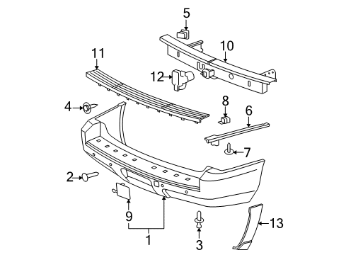 2012 GMC Yukon XL 1500 Rear Bumper Diagram