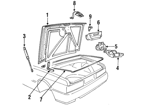 1989 Cadillac Allante Lift Cylinder Diagram for 1642676