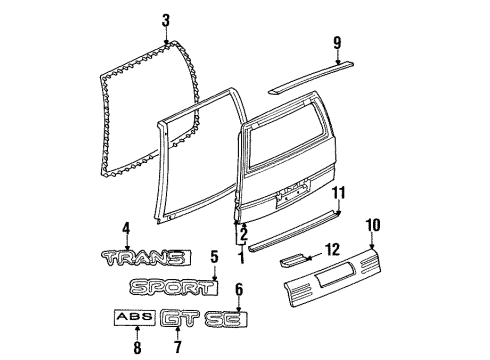 1992 Pontiac Trans Sport Nameplate Diagram for 10211352