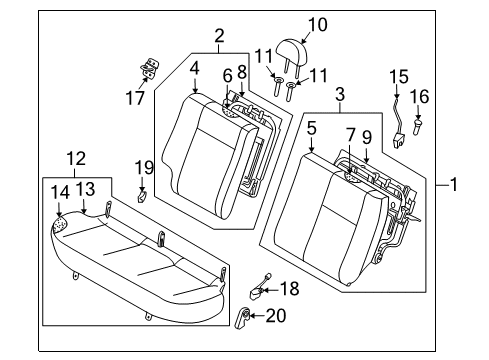 2011 Chevy Aveo5 Seat Back Assembly, Beige Diagram for 96890796