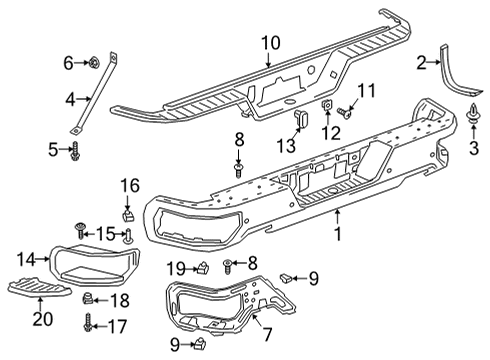 2021 Chevy Silverado 2500 HD Bumper & Components - Rear Diagram