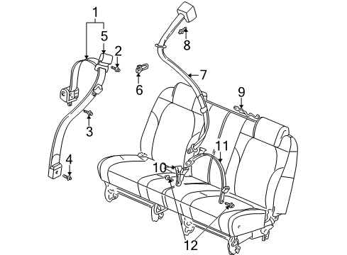 2002 Pontiac Aztek Rear Seat Belts Diagram