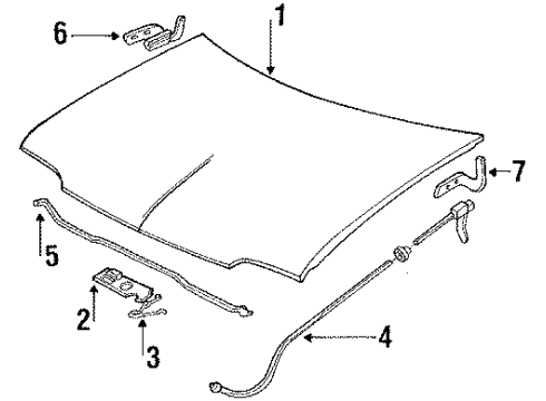 1993 Pontiac LeMans Hood & Components Diagram