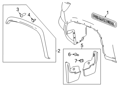 2022 GMC Canyon Exterior Trim - Fender Diagram