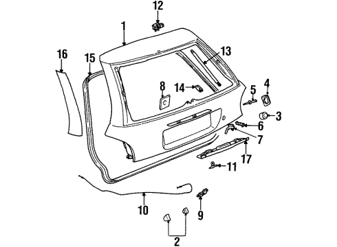 2001 Saturn SW2 Lock Cylinder, Rear Diagram for 21114563