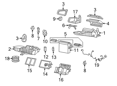 2008 Chevy Corvette A/C Evaporator & Heater Components Diagram