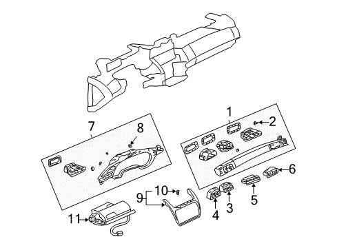 2004 Cadillac DeVille Cluster & Switches, Instrument Panel Diagram 3 - Thumbnail