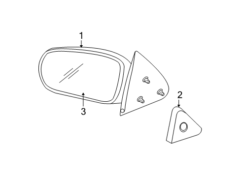 2002 Pontiac Grand Am Mirror Glass, Rear Passenger Side Diagram for 88892808