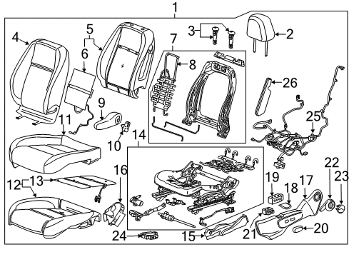 2022 Chevy Trax Driver Seat Components Diagram