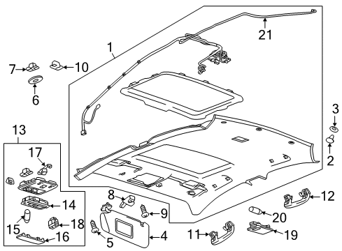 2017 Chevy Sonic Interior Trim - Roof Diagram