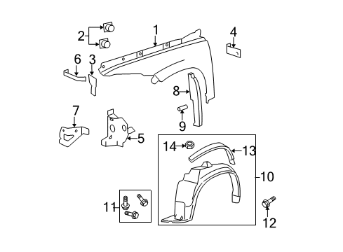 2010 Chevy HHR Fender & Components Diagram