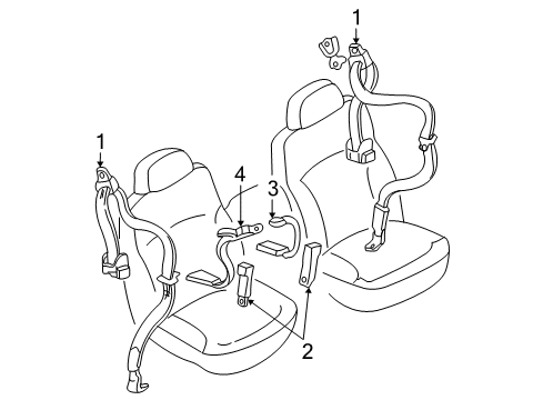 2000 Chevy S10 Buckle, Front Diagram for 12477768