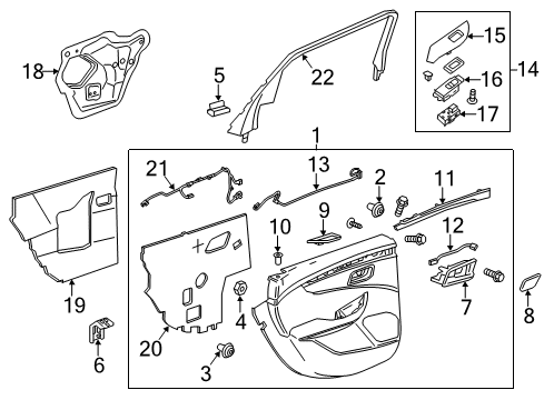 2014 Chevy Impala Handle, Inside, Passenger Side Diagram for 42703623