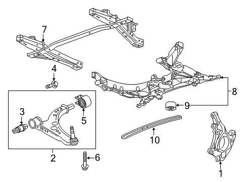 2017 Chevy Volt Front Suspension Components, Lower Control Arm, Stabilizer Bar Diagram