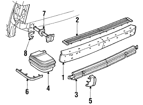 1995 Buick Century Energy Absorber, Passenger Side Diagram for 22035810