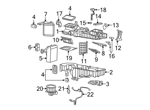 2007 Chevy Colorado Evaporator Core Diagram for 89018984