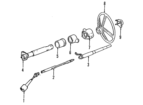1999 GMC Yukon Steering Column, Steering Wheel & Trim Diagram