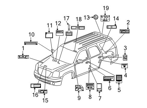 2012 Cadillac Escalade Information Labels Diagram