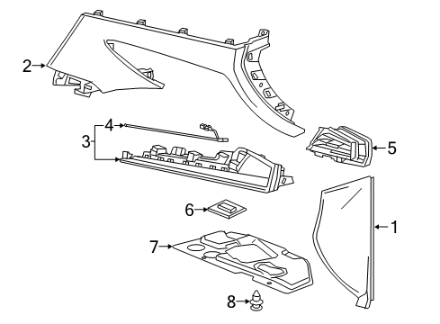 2018 Cadillac XT5 Lower Trim Panel, Passenger Side Diagram for 84214358