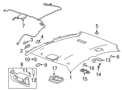2017 Chevy Volt Interior Trim - Roof Diagram