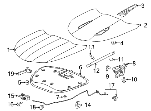 2018 Chevy Camaro Hood & Components Diagram