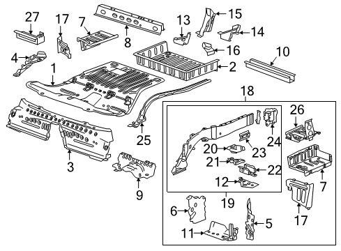 2016 Cadillac ATS Rear Floor Pan Diagram for 22860844