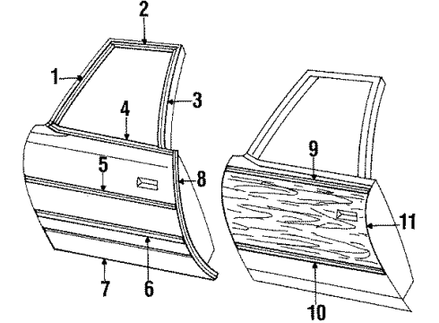 1985 Buick Electra Body Side Molding Diagram for 9637190