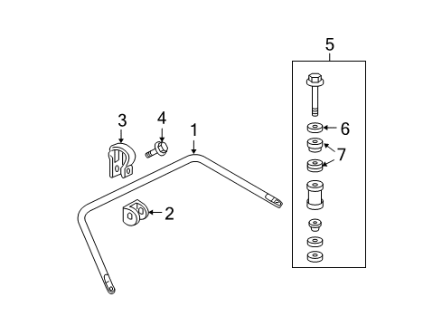 2011 Cadillac DTS Rear Suspension Components, Ride Control, Stabilizer Bar Diagram