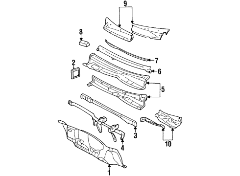 1996 Chevy Monte Carlo Cowl & Components Diagram 2 - Thumbnail