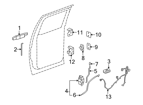 2013 Chevy Silverado 1500 Rear Door - Lock & Hardware Diagram
