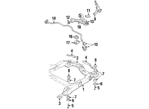 1993 Chevy Lumina APV Front Suspension Components, Lower Control Arm, Stabilizer Bar Diagram