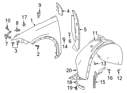 2024 Cadillac XT6 Fender & Components Diagram