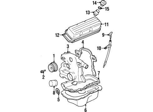 1999 Buick LeSabre Engine Parts, Mounts, Cylinder Head & Valves, Camshaft & Timing, Oil Pan, Oil Pump, Balance Shafts, Crankshaft & Bearings, Pistons, Rings & Bearings Diagram