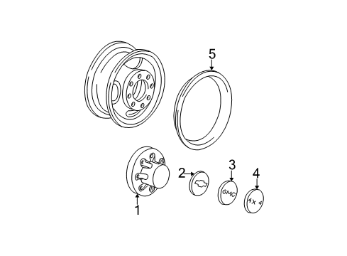 1996 Chevy K1500 Wheel Covers & Trim Diagram 3 - Thumbnail
