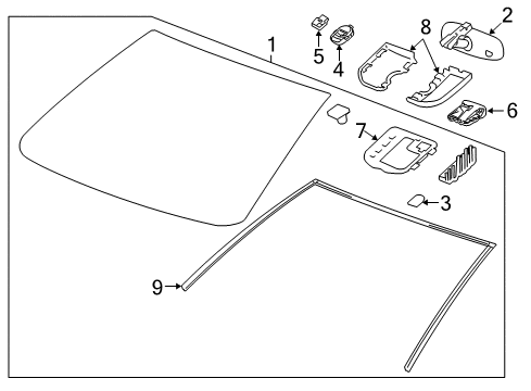 2022 Buick Encore Glass, Reveal Moldings Diagram