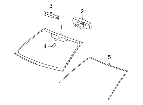 2008 Saturn Aura Windshield Glass, Reveal Moldings Diagram