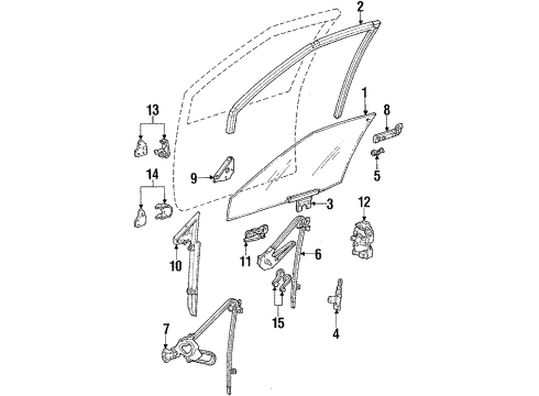 1984 Chevy Citation II Front Door - Glass & Hardware Diagram