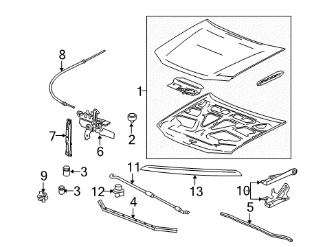 2012 GMC Canyon Hood & Components, Exterior Trim Diagram