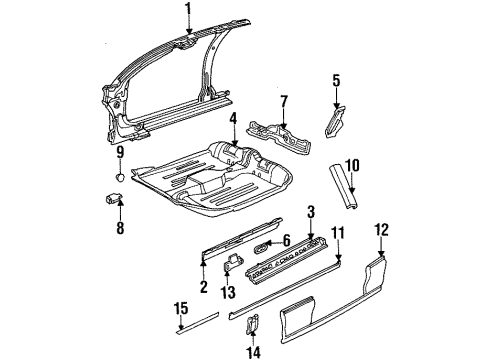 1994 Oldsmobile Achieva Floor, Rocker, Exterior Trim, Uniside Diagram