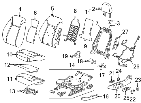 2019 Buick Regal TourX Driver Seat Components Diagram 1 - Thumbnail