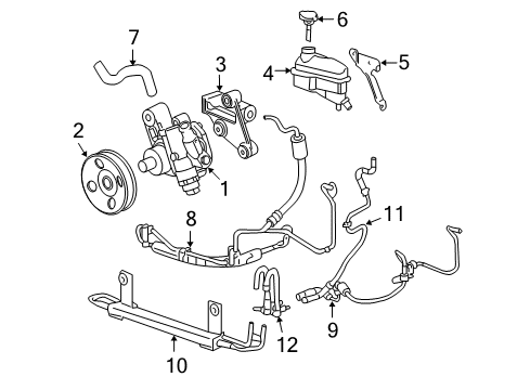 2009 Cadillac STS P/S Pump & Hoses, Steering Gear & Linkage Diagram