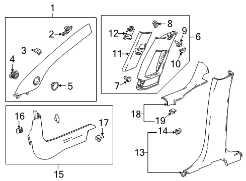 2022 Buick Encore Interior Trim - Pillars Diagram