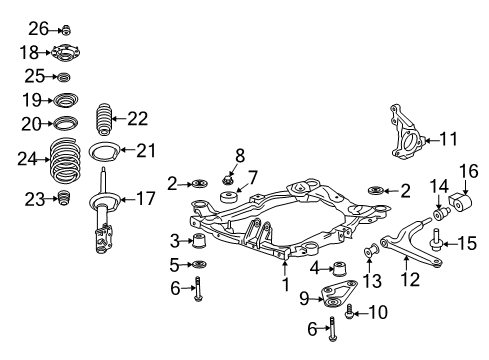 2004 Chevy Malibu Knuckle, Green Line, Passenger Side Diagram for 19303854