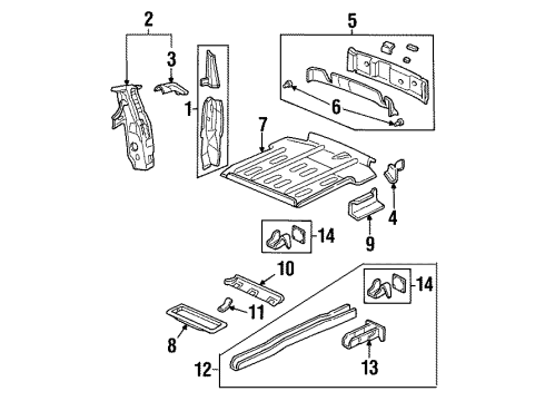 2000 Oldsmobile Silhouette Rear Body Panel, Floor & Rails Diagram