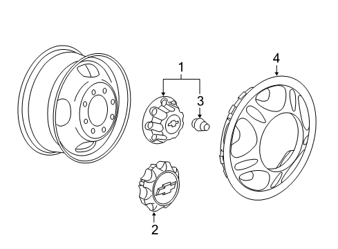 2014 Chevy Silverado 2500 HD Wheel Covers & Trim Diagram
