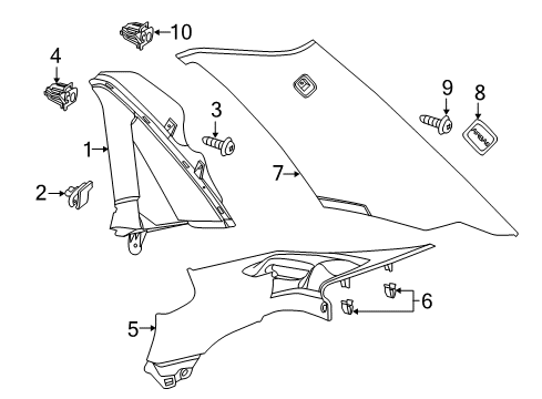 2012 Chevy Caprice Interior Trim - Quarter Panels Diagram