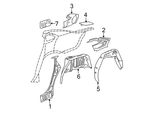 2007 Chevy Impala Inner Structure - Quarter Panel Diagram