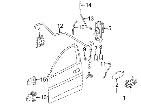 2007 Pontiac Grand Prix Front Door - Lock & Hardware Diagram