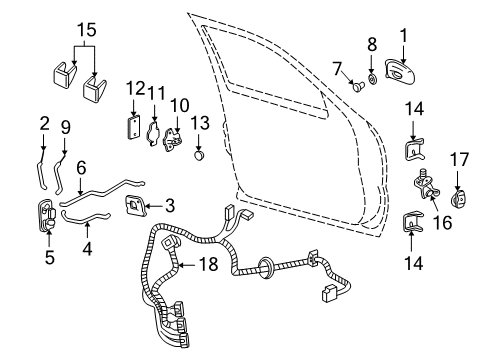 2005 Cadillac Escalade EXT Front Door - Lock & Hardware Diagram